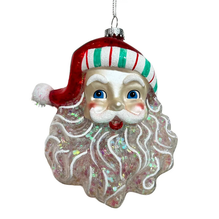 Retro Santa Claus Glass Ornament