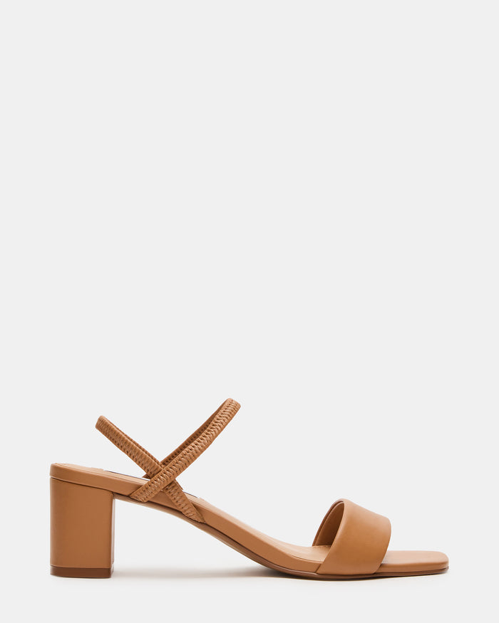 RIELLA Tan Leather Square-Toe Women's Block Heel | Steve Madden
