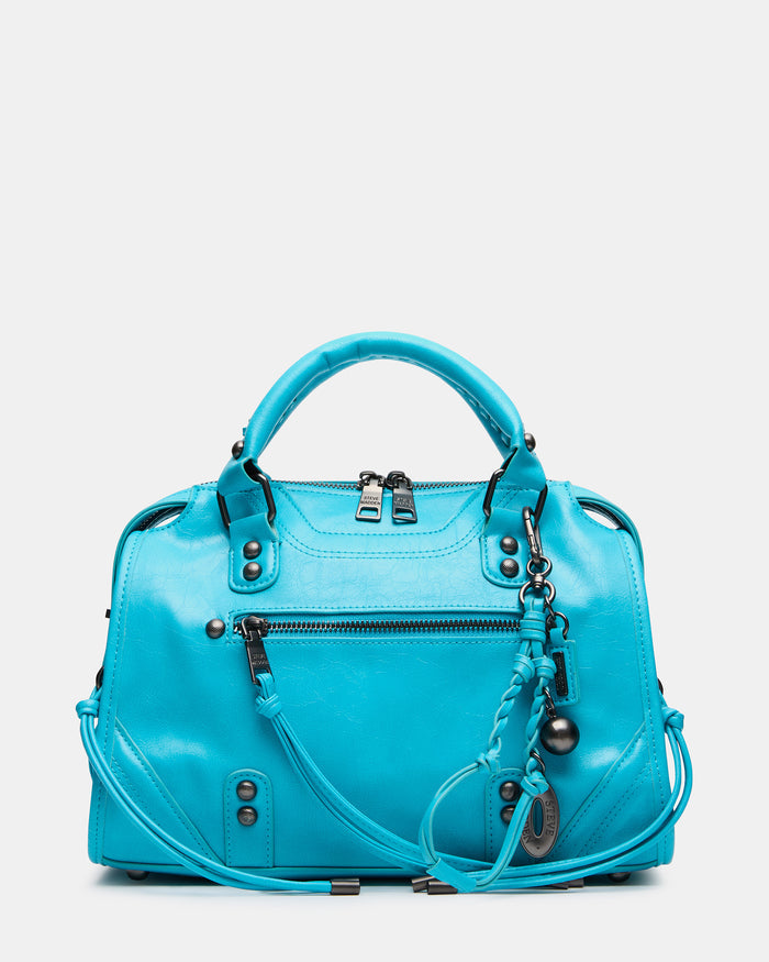RIGGS Aqua Slouchy Top-Handle Crossbody Satchel Handbag | Steve Madden
