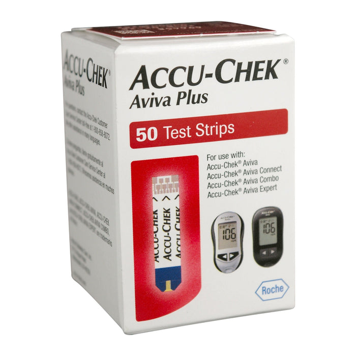Roche Accu-Chek Aviva Plus Blood Glucose Test Strips, 50 Count - 06908217001-Vial - LL Medico