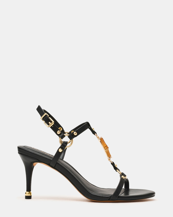 RONDA Black Bamboo Gold Detail Studs Women's Heel | Steve Madden