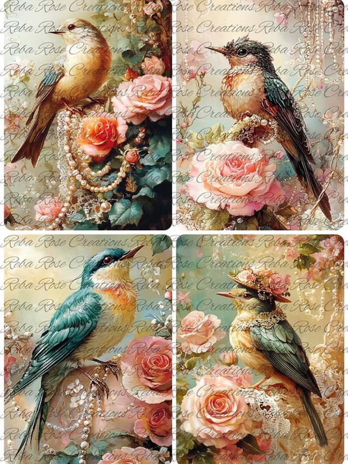 Roses & Birdies Rice Paper by Reba Rose Creations