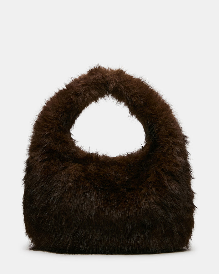 SAGA Brown Faux Fur Shoulder Handbag | Steve Madden