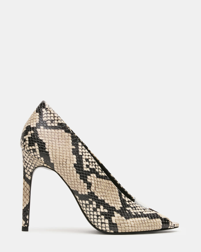 SANTINO Snake Open Peep-Toe Stiletto PVC Strap Women's Heel | Steve Madden