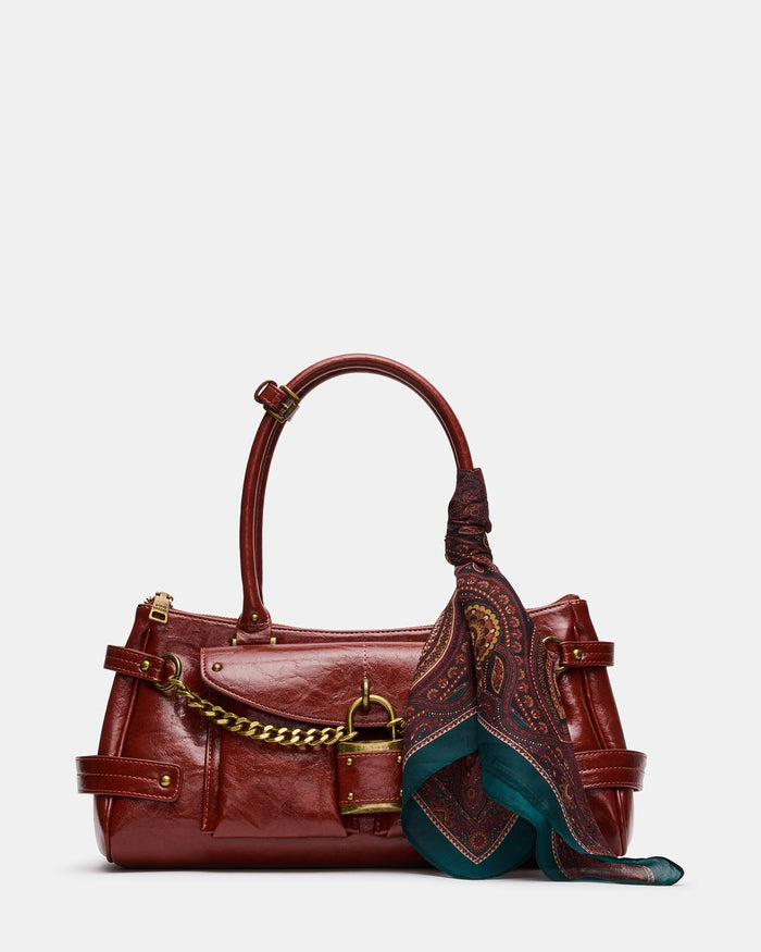 SAVANAH Rust Cargo Satchel Shoulder Handbag | Steve Madden