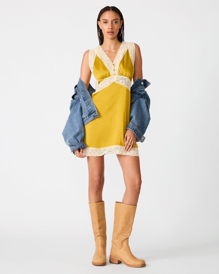 SAVANNA Oilslick Sleeveless Lace Women's Mini Dress | Steve Madden
