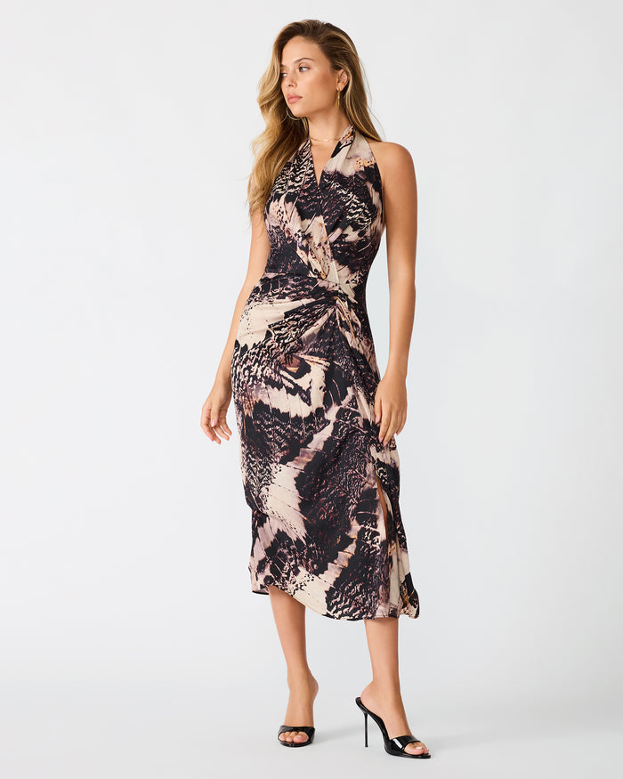 SELINNE Moon Shadow Halter Open Back Women's Midi Dress | Steve Madden