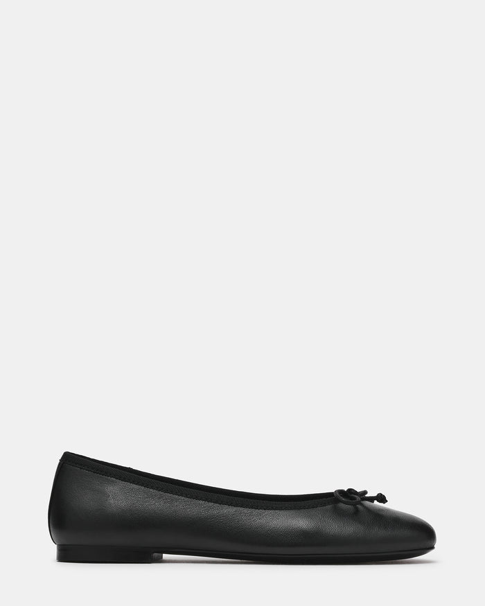 SELMA Black Leather Bow Women's Ballet Flat | Steve Madden