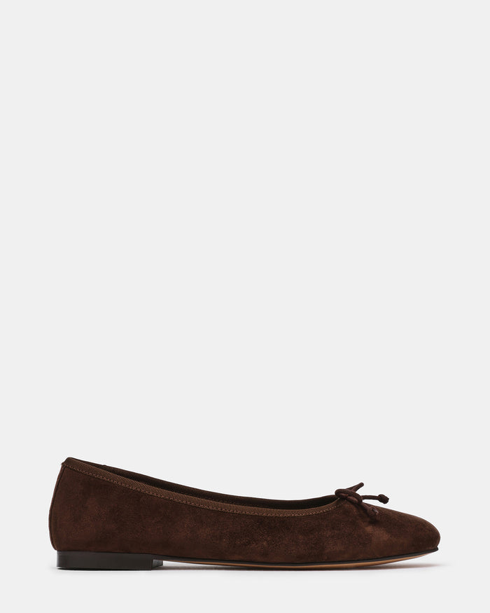 SELMA Brown Suede Bow Women's Ballet Flat | Steve Madden