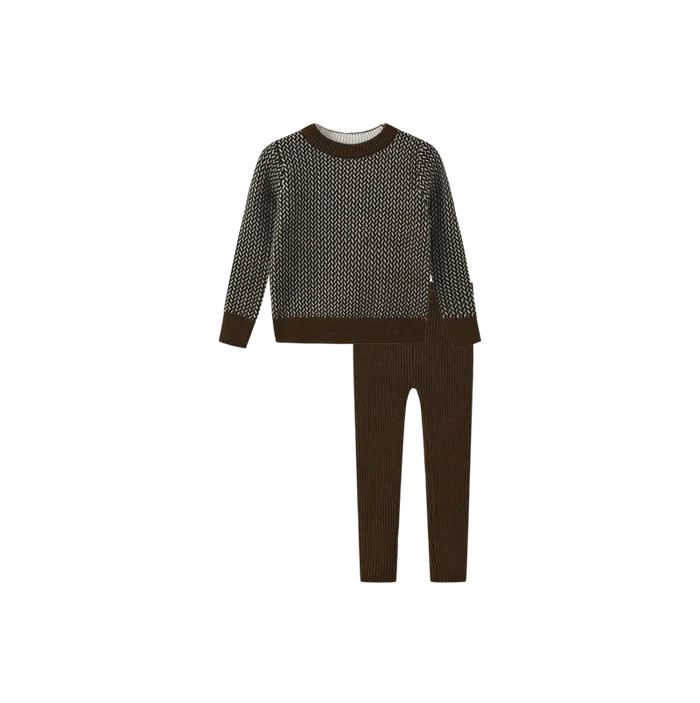 set outfit multi knit - cognac