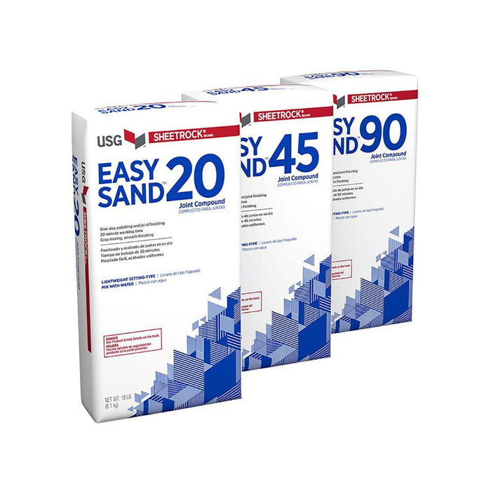 USG Sheetrock Brand Easy Sand Joint compound Powder 18 lb boxes in 20 minutes, 45 minutes and 90 minutes, available at Gleco Paint in PA.