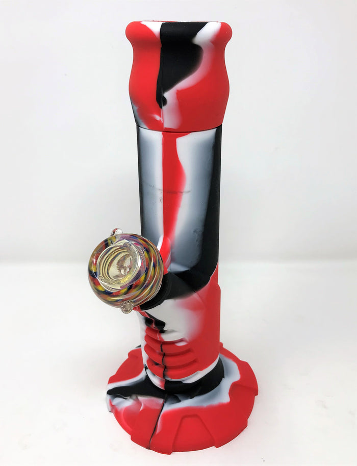 Silicone 10.5" Straight Bong Detachable Mouth Piece 14mm Herb Bowl