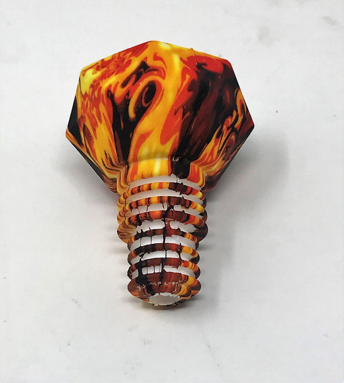 Silicone 14mm/18mm Dual Use Bowl Skull Fire Design W/Quartz Bowl