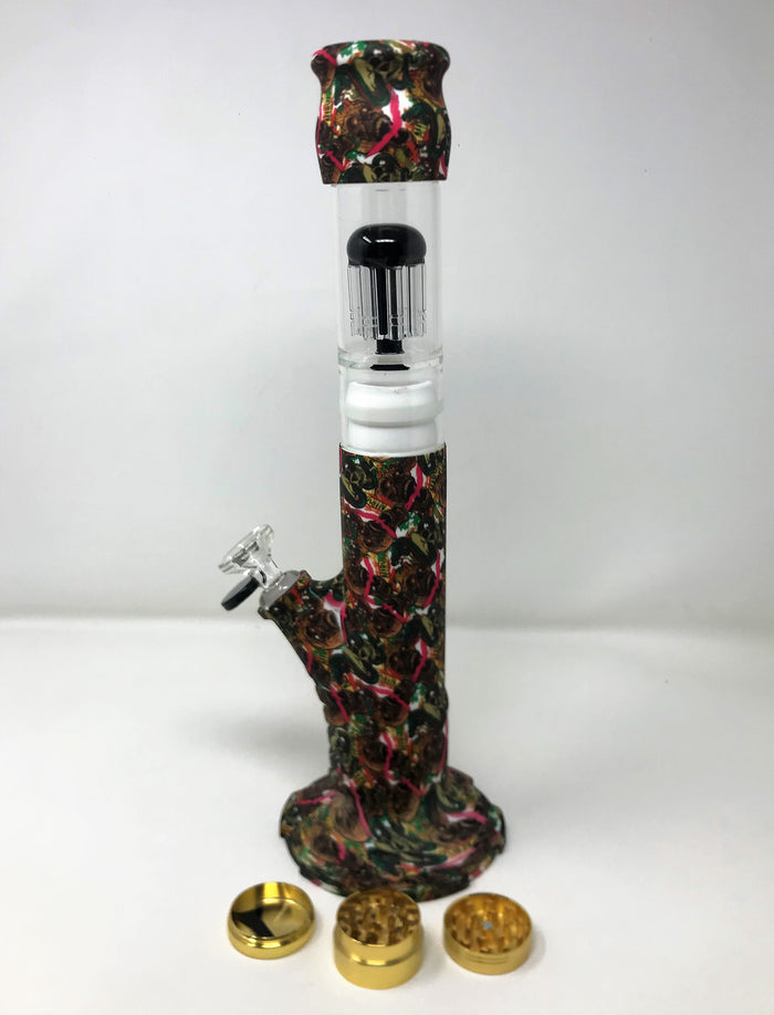 Silicone Detachable 15" Bong Glass 10 Arm Tree Perc 3 Part Grinder