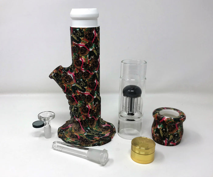 Silicone Detachable 15" Bong Glass 10 Arm Tree Perc 3 Part Grinder