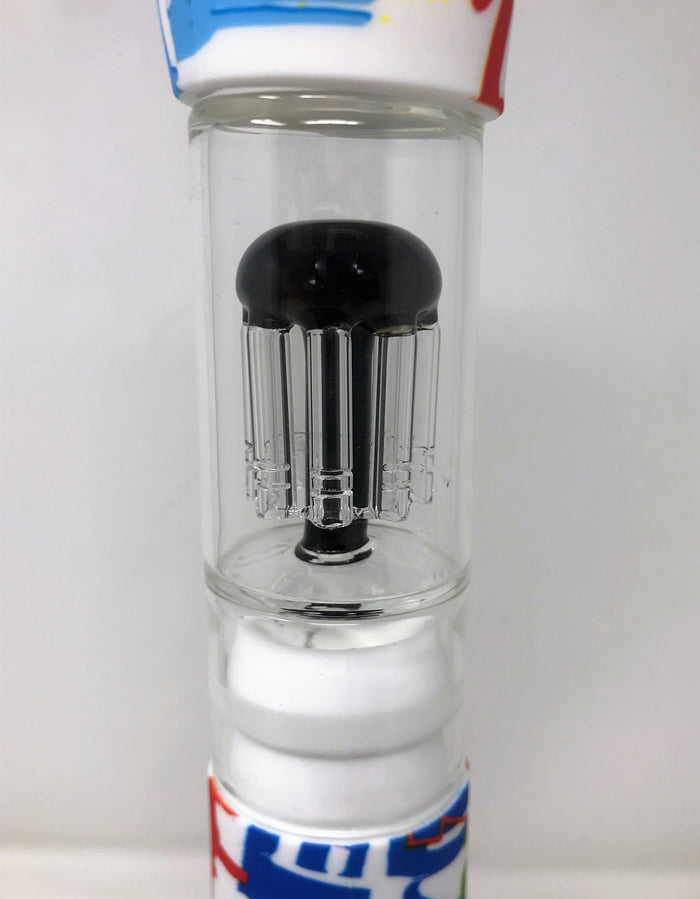 Silicone Detachable 15.5" Bong 10 Arm Tree Perc Graffiti Design 14mm Bowl