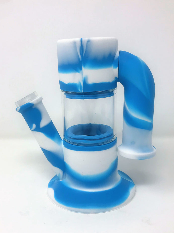 Silicone Detachable 9" Bong w/Glass 2-14mm Bowls Silicone inline Perc Hand Pipe