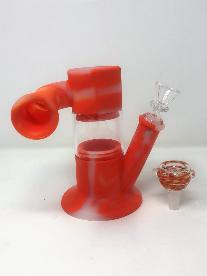 Silicone Detachable 9" Bong w/Glass 2-14mm Bowls Silicone inline Perc