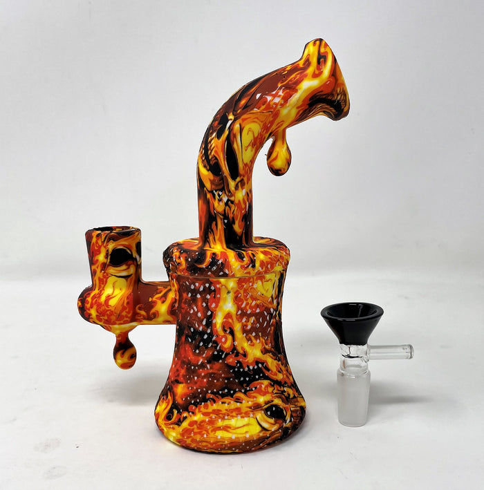 Silicone Detachable Bong Fire Skull Design