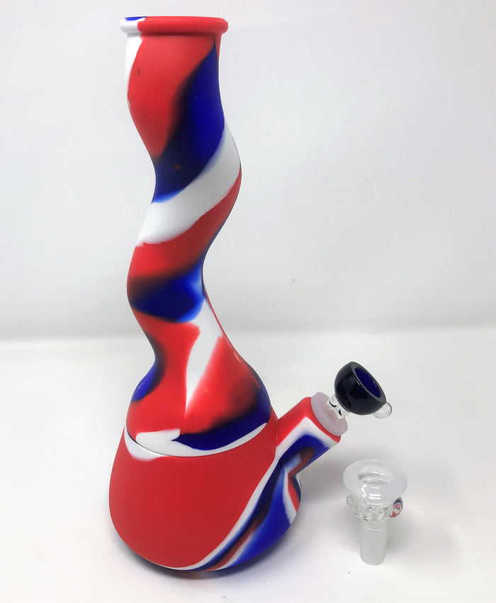 Silicone Detachable Unbreakable 10" Zong Bong Red, White, Blue Design 2 - Bowls