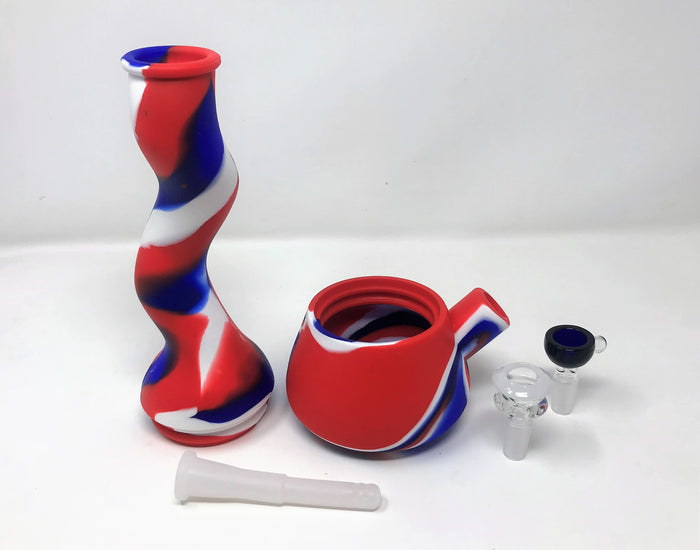 Silicone Detachable Unbreakable 10" Zong Bong Red, White, Blue Design 2 - Bowls