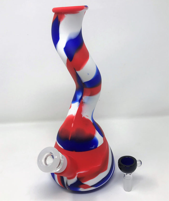 Silicone Detachable Unbreakable 10" Zong Bong Red, White, Blue Design 2 - Bowls