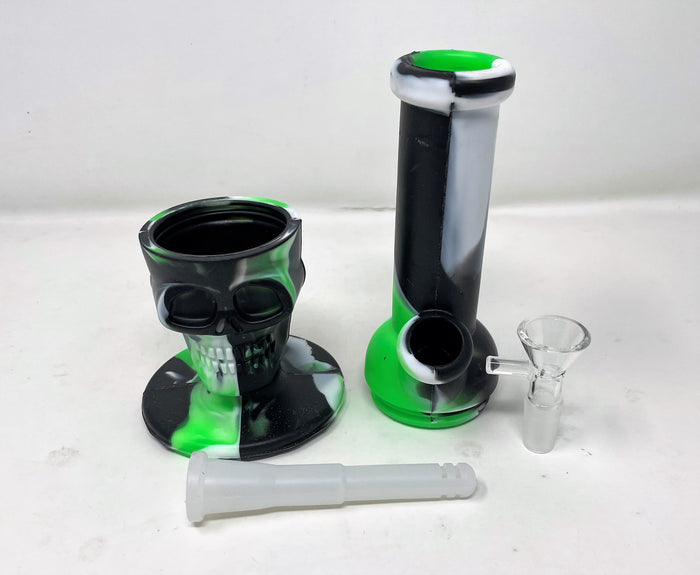 Silicone Detachable Unbreakable 8" Skull Bong 14mm Bowl