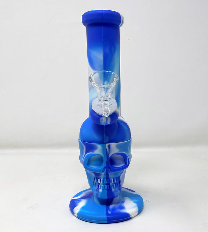 Silicone Detachable Unbreakable 8" Skull Bong 14mm Male Bowl