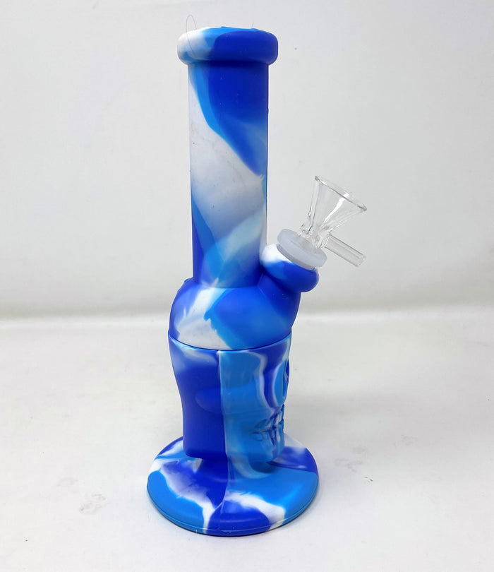 Silicone Detachable Unbreakable 8" Skull Bong 14mm Male Bowl