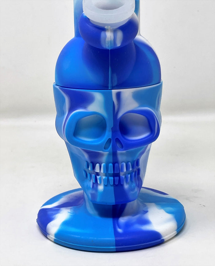 Silicone Detachable Unbreakable 8" Skull Bong 14mm Male Bowl