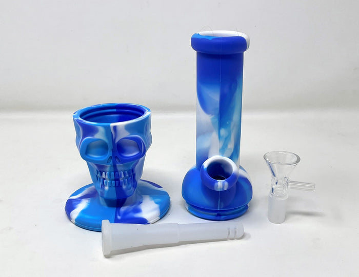 Silicone Detachable Unbreakable 8" Skull Bong 14mm Male Bowl