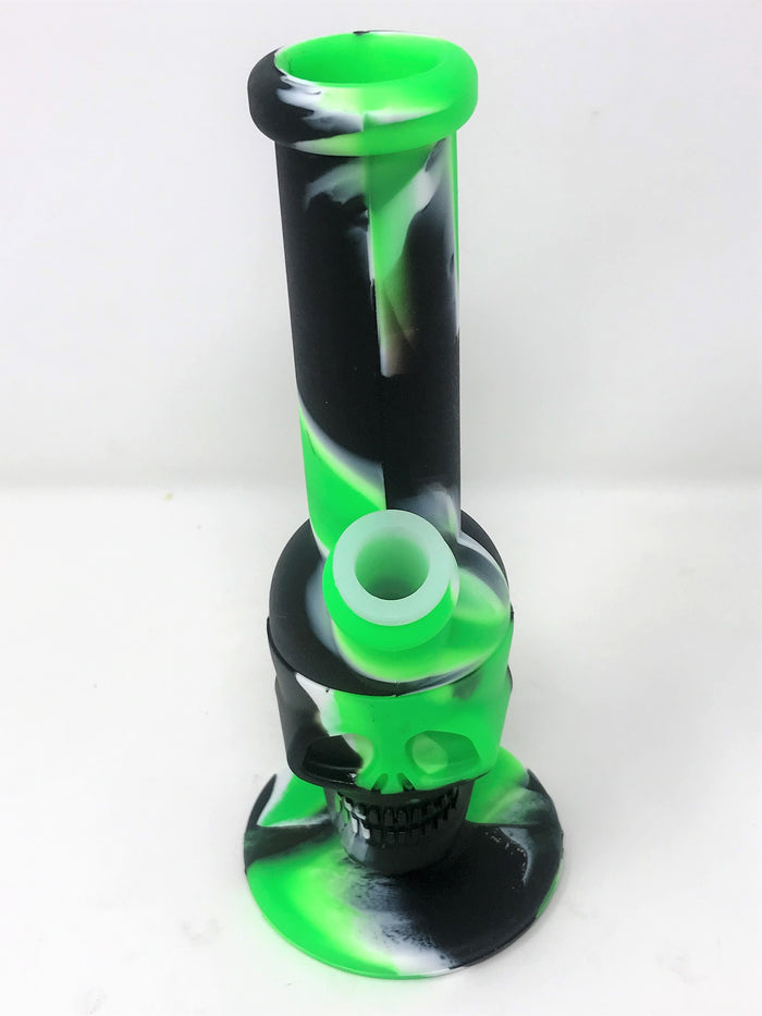 Silicone Detachable Unbreakable 8" Skull Bong 2 - 14MM Male Bowls