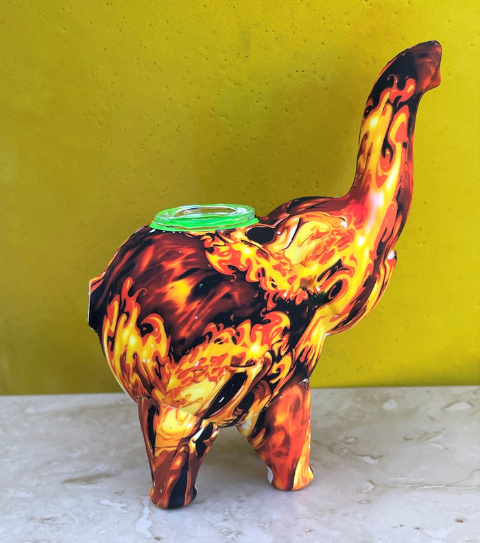 Silicone Elephant Hand Spoon Pipe Fire Design Glass Bowl