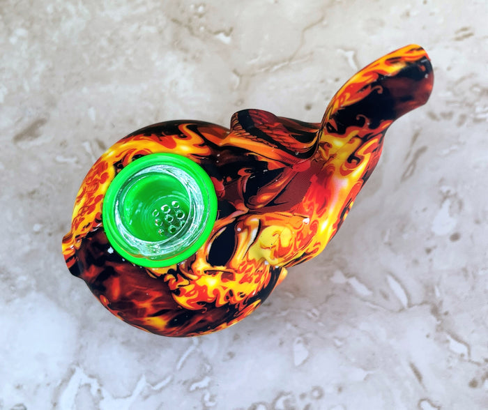 Silicone Elephant Hand Spoon Pipe Fire Design Glass Bowl