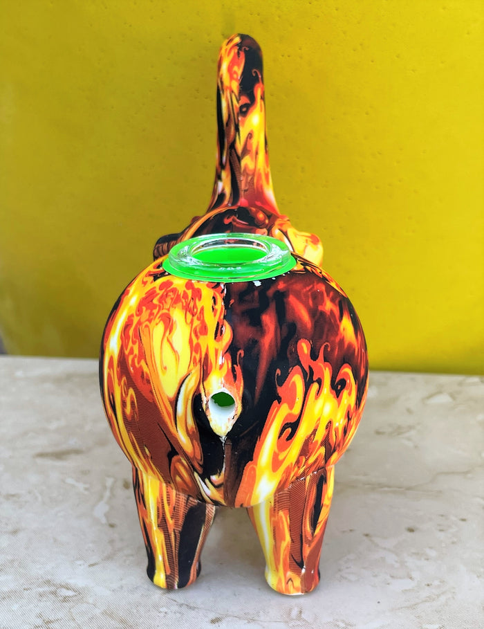 Silicone Elephant Hand Spoon Pipe Fire Design Glass Bowl