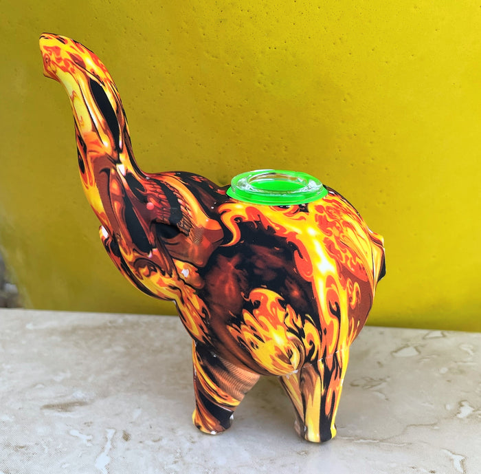 Silicone Elephant Hand Spoon Pipe Fire Design Glass Bowl