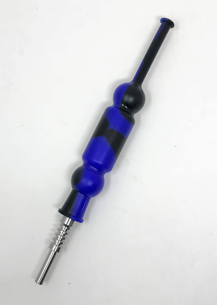 Silicone Nectar Kit w/Honey Straw Dab Tool Titanium Nail - Blue & Black
