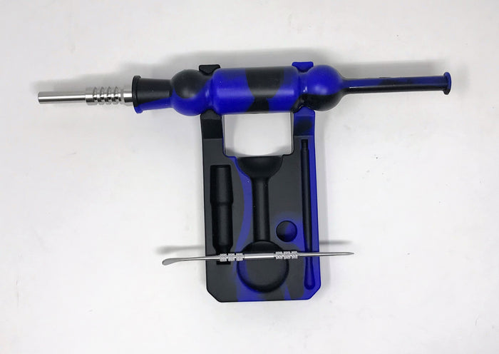 Silicone Nectar Kit w/Honey Straw Dab Tool Titanium Nail - Blue & Black
