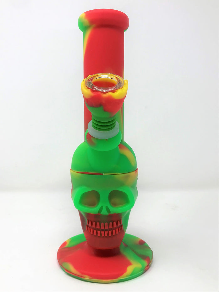 Silicone Skull Detachable Best Water Pipe Bong Silicone Bowl w/Glass Screen Bowl