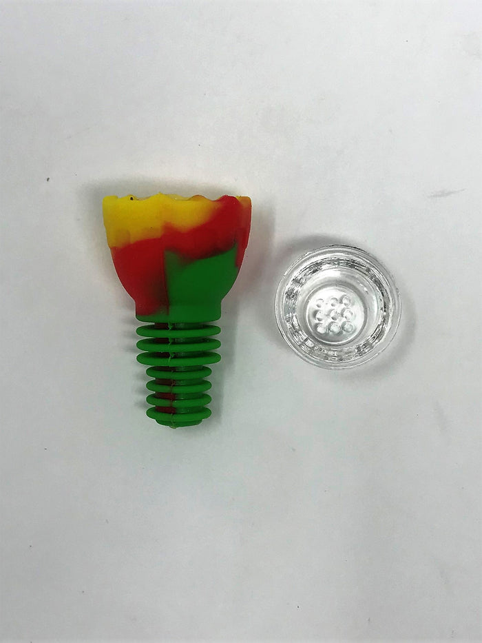Silicone Skull Detachable Best Water Pipe Bong Silicone Bowl w/Glass Screen Bowl