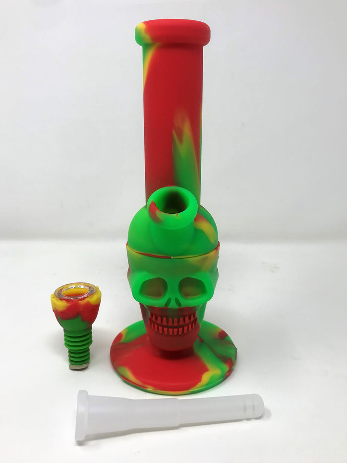 Silicone Skull Detachable Best Water Pipe Bong Silicone Bowl w/Glass Screen Bowl