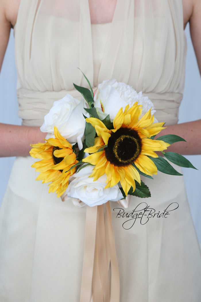 Silk Wedding Bouquet with Sunflowers - $39.50 | Faith
