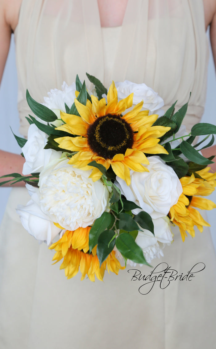 Silk Wedding Bouquet with Sunflowers - $39.50 | Faith