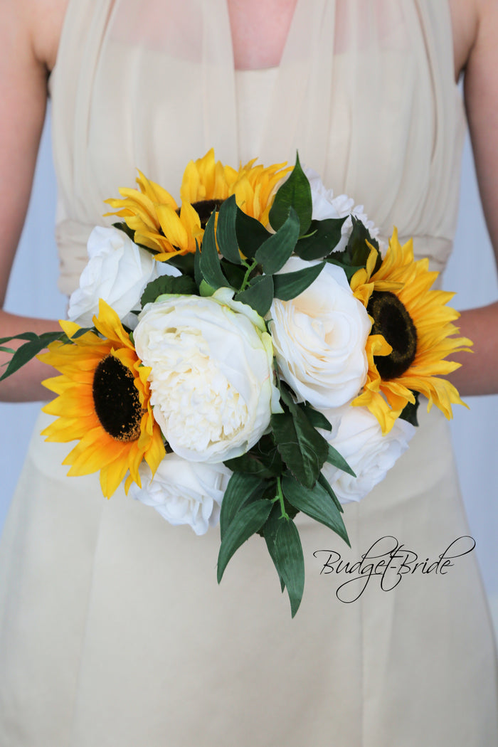 Silk Wedding Bouquet with Sunflowers - $39.50 | Faith