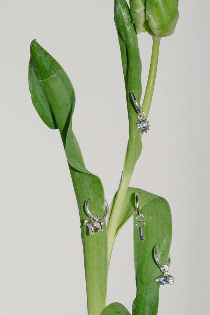 Silver Alba Charm Hoops