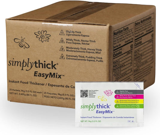 SimplyThick EasyMix Food and Beverage Thickener, Unflavored, 96 Gram Packet - STBULK25L3-Box - LL Medico