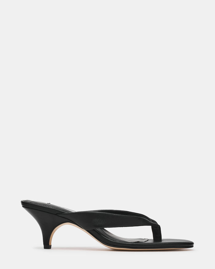 SKY Black Leather Thong Women's Kitten Heel | Steve Madden