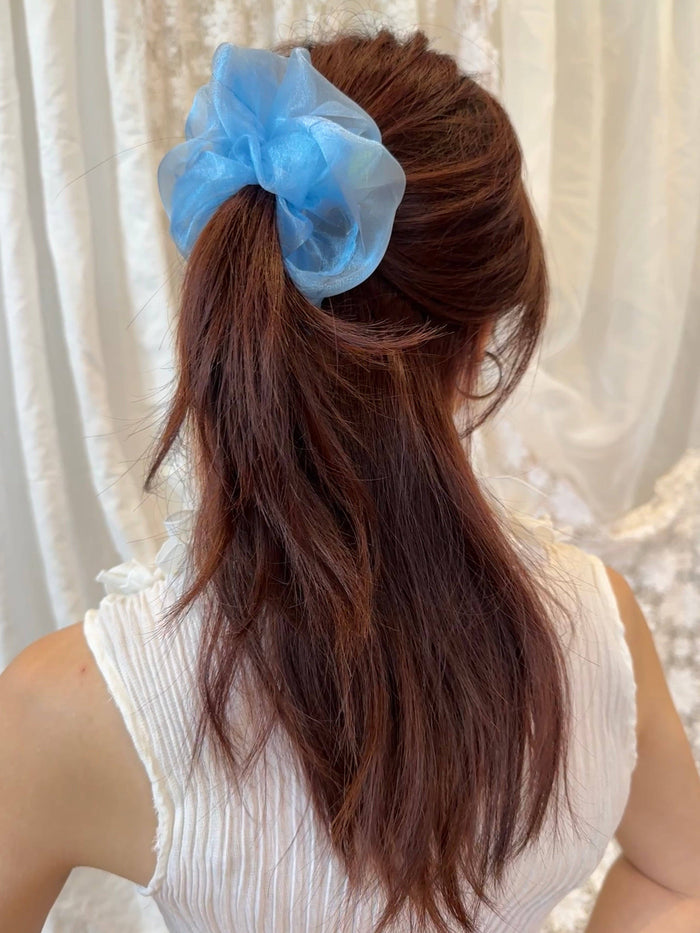 Sky Blue Mini Organza Scrunchie