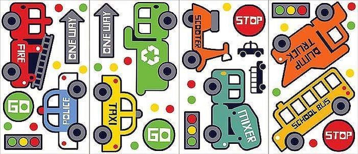 Snap Kids Stop & Go Cars - Vehicle Peel & Stick Appliques - all4wallswall-paper