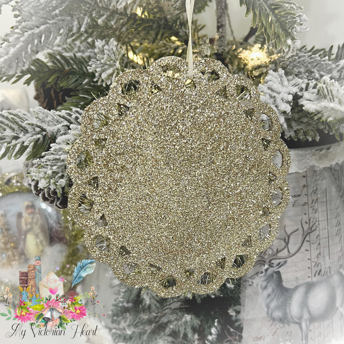 Glittered Gold Back of Victorian Snow Angel Emma Ornament